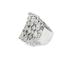 14k White Gold Diamond Round And Oval Cut Multi-Layer Wedding Band 3.15c