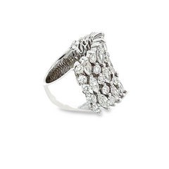 14k White Gold Diamond Round And Oval Cut Multi-Layer Wedding Band 3.15c