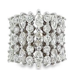 14k White Gold Diamond Round And Oval Cut Multi-Layer Wedding Band 3.15c
