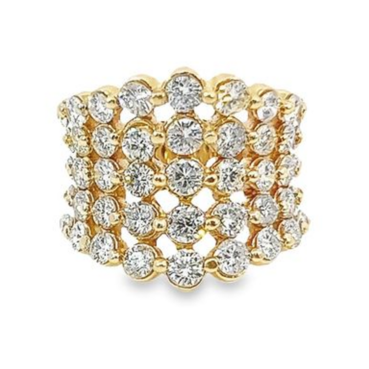 14k Yellow Gold Diamond Round Cut Ring 4.10c