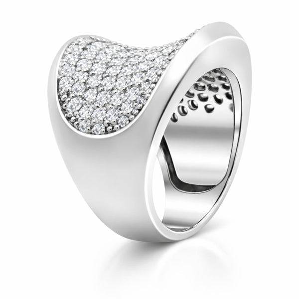 14K White Gold Round Brilliant Diamond Ring (3.20 ct)