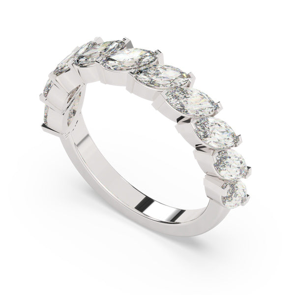 18K White Gold Marquise Diamond Band Ring (4.50 ct) - LA DIAMOND