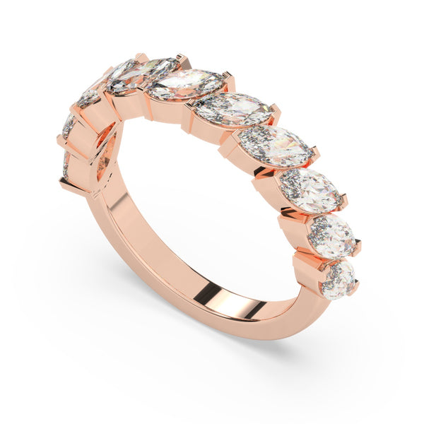 18K White Gold Marquise Diamond Band Ring (4.50 ct) - LA DIAMOND