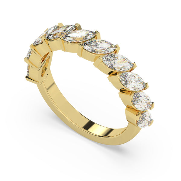 18K White Gold Marquise Diamond Band Ring (4.50 ct) - LA DIAMOND