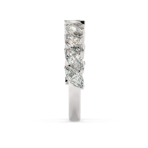 18K White Gold Marquise Diamond Band Ring (4.50 ct) - LA DIAMOND