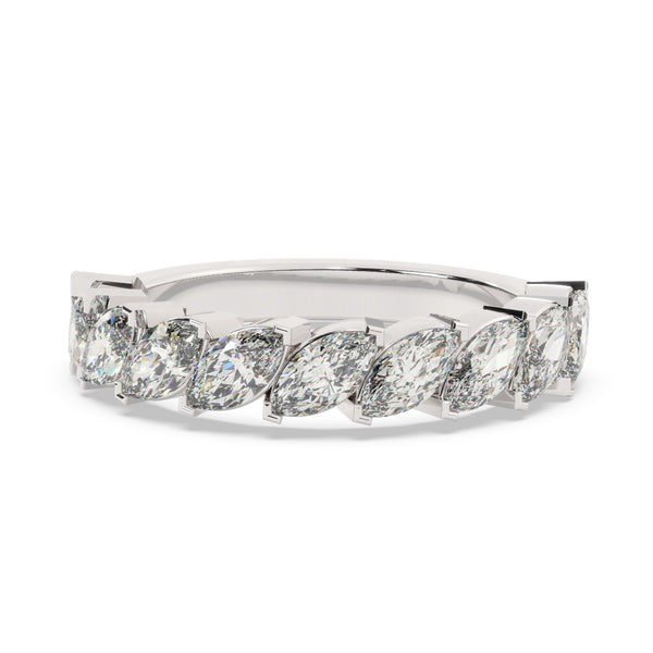 18K White Gold Marquise Diamond Band Ring (4.50 ct) - LA DIAMOND