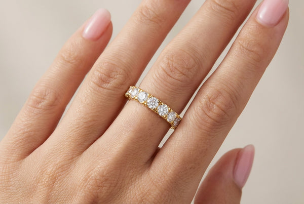 14K White Gold Round Diamond Half-Eternity Band (1.55 ct)