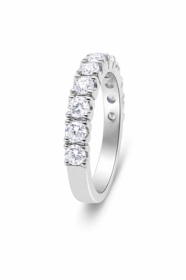 14K White Gold Round Diamond Half-Eternity Band (1.55 ct)