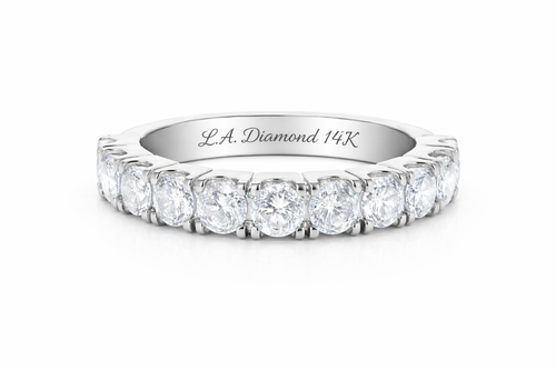 14K White Gold Round Diamond Half-Eternity Band (1.55 ct) - RD537