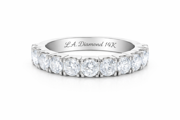 14K White Gold Round Diamond Half-Eternity Band (1.55 ct)