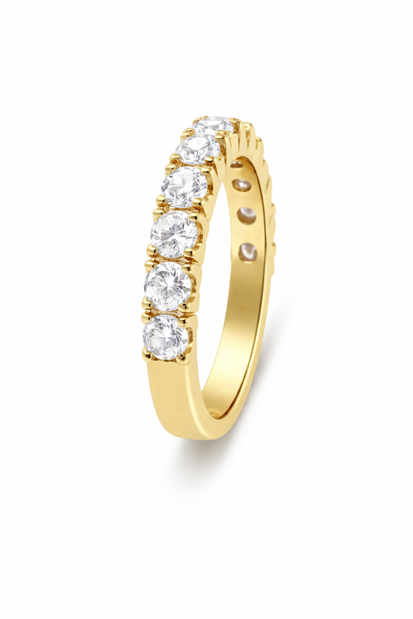 14K White Gold Round Diamond Half-Eternity Band (1.55 ct)