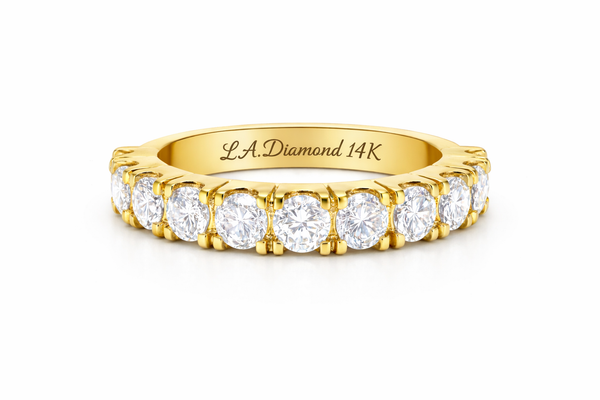 14K White Gold Round Diamond Half-Eternity Band (1.55 ct)
