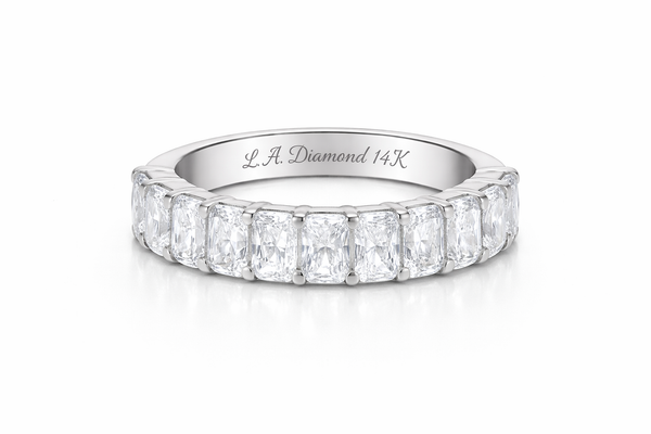 14K White Gold Radiant Diamond Wedding Band (2.13 ctw)