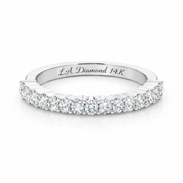 14k  White Gold Round Diamond Wedding Ring (0.68 ct) - LA DIAMOND