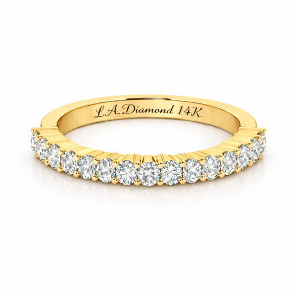14k  White Gold Round Diamond Wedding Ring (0.68 ct) - LA DIAMOND