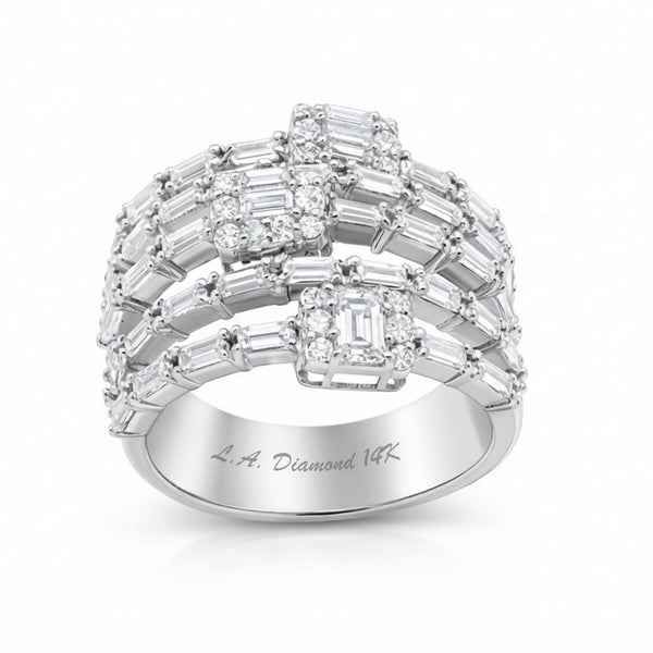14K White Gold Diamond Ring (1.90 ct) - LA DIAMOND
