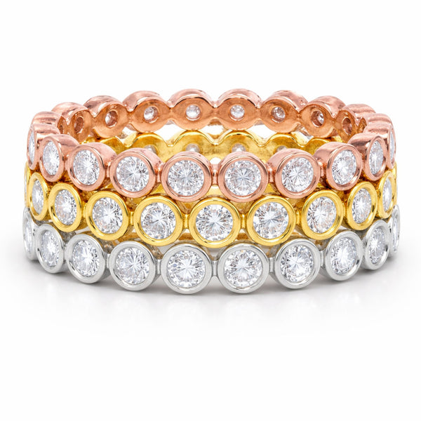 14K Three-Tone Gold Stacking Diamond Ring (2.35 ct)