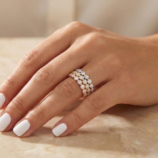 14K Three-Tone Gold Stacking Diamond Ring (2.35 ct)