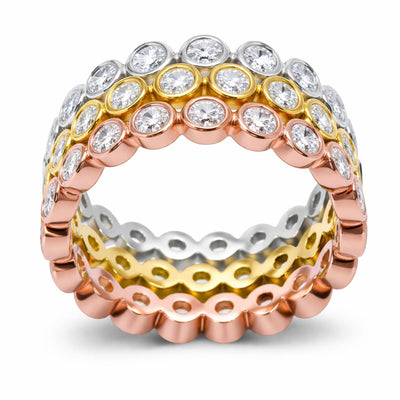 14K Three-Tone Gold Stacking Diamond Ring (2.35 ct)