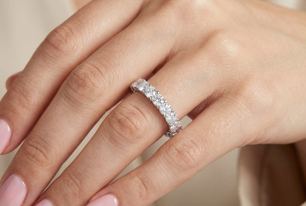 14K White Gold Round Diamond Eternity Anniversary Ring (3.25 ct)