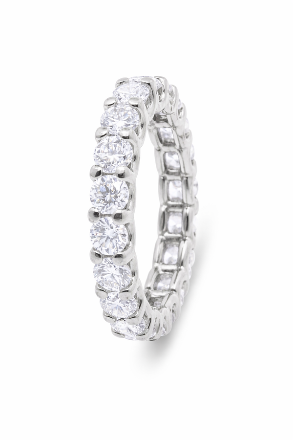 14K White Gold Round Diamond Eternity Anniversary Ring (3.25 ct)