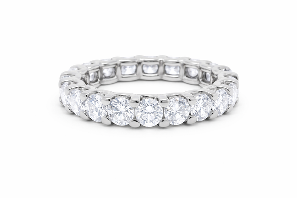 14K White Gold Round Diamond Eternity Anniversary Ring (3.25 ct)
