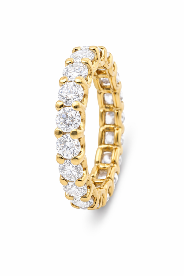 14K White Gold Round Diamond Eternity Anniversary Ring (3.25 ct)