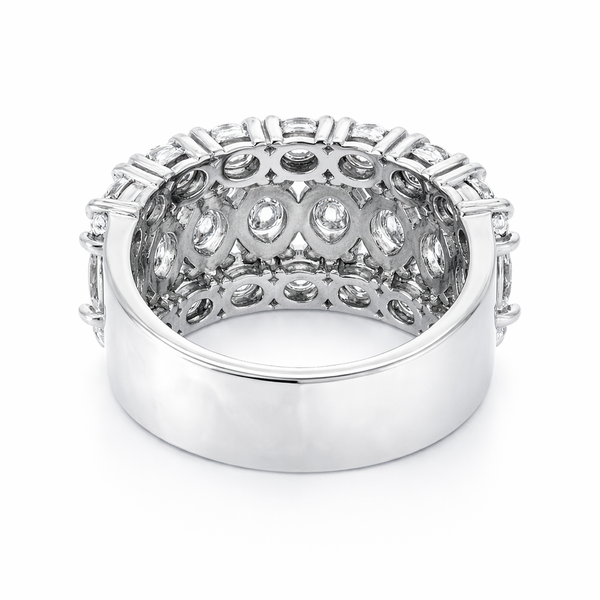 14K White Gold Round & Marquise Diamond Wedding Band (3.10 ct) - LA DIAMOND