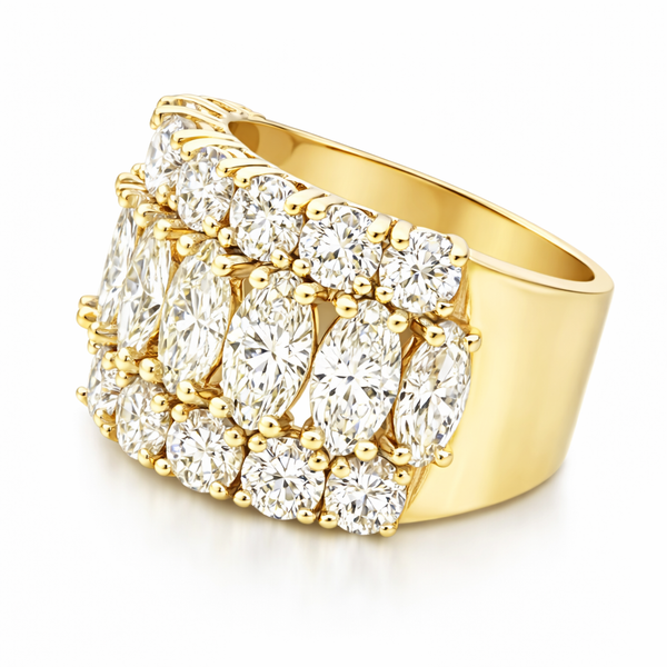 14K White Gold Round & Marquise Diamond Wedding Band (3.10 ct) - LA DIAMOND