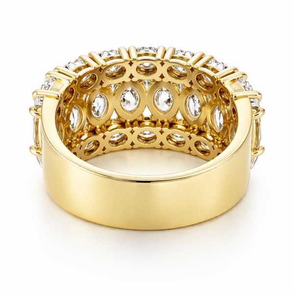 14K White Gold Round & Marquise Diamond Wedding Band (3.10 ct) - LA DIAMOND