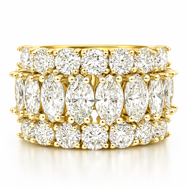 14K White Gold Round & Marquise Diamond Wedding Band (3.10 ct) - LA DIAMOND