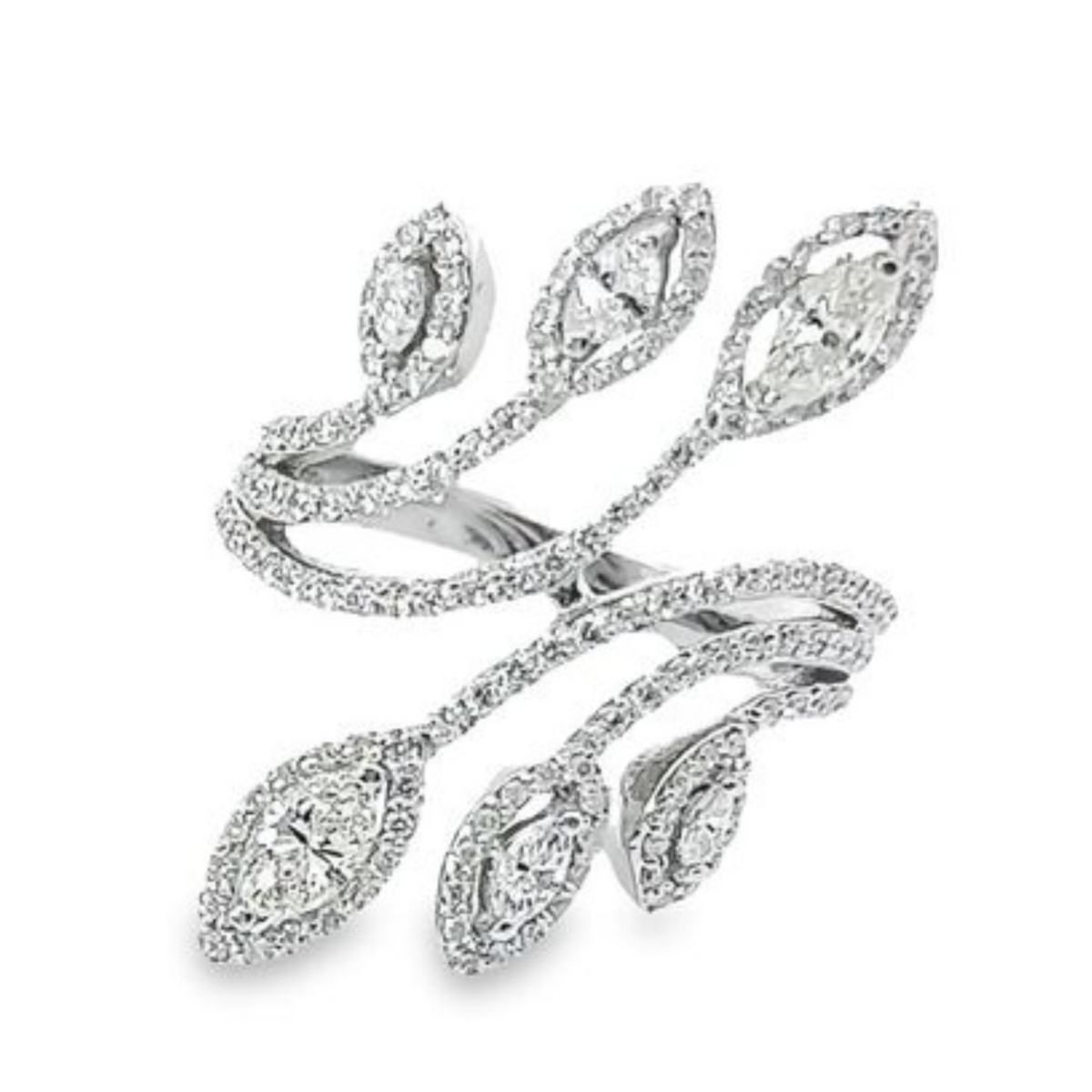 18k White Gold Diamond Marquise Cut Ring 2.78c