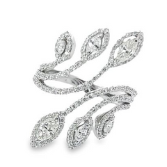 18k White Gold Diamond Marquise Cut Ring 2.78c
