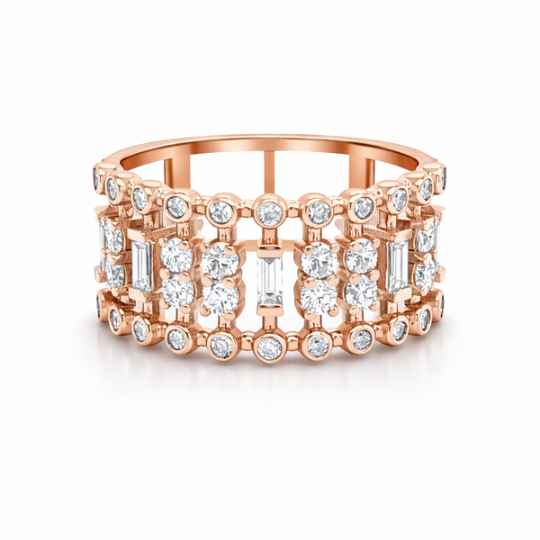 18K White Gold Multiple Round-Cut Diamond Ring (0.76 ct) - LA DIAMOND