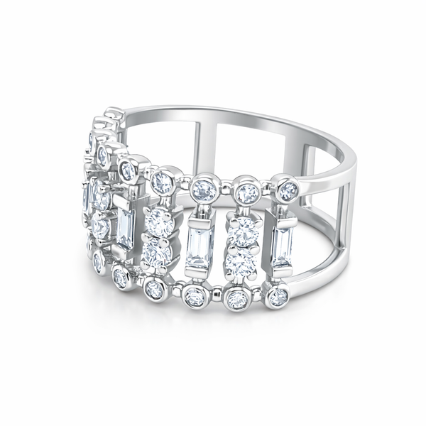 18K White Gold Multiple Round-Cut Diamond Ring (0.76 ct) - LA DIAMOND