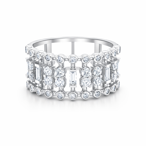 18K White Gold Multiple Round-Cut Diamond Ring (0.76 ct) - LA DIAMOND