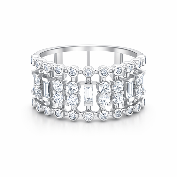 18K White Gold Multiple Round-Cut Diamond Ring (0.76 ct) - LA DIAMOND