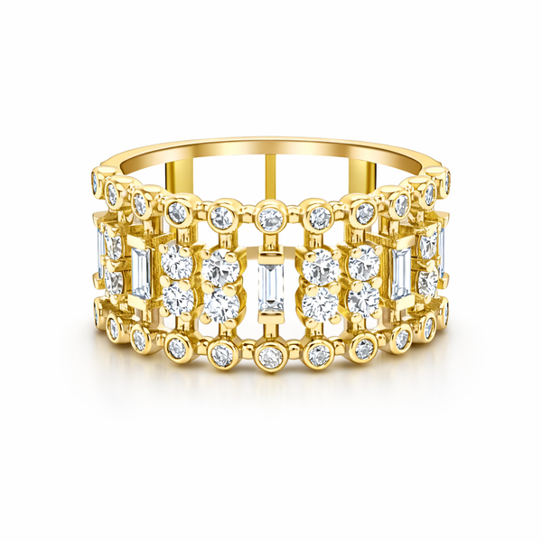 18K White Gold Multiple Round-Cut Diamond Ring (0.76 ct) - LA DIAMOND