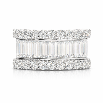 14K White Gold Diamond Baguette Anniversary Wedding Ring (5.15 ct)