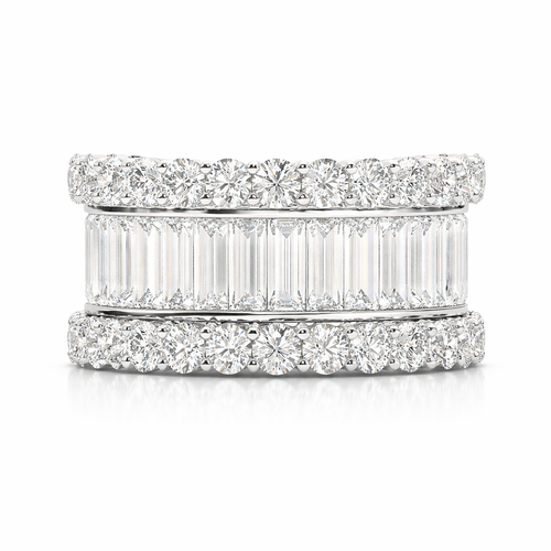 14K White Gold Diamond Baguette Anniversary Wedding Ring (5.15 ct) - LA DIAMOND
