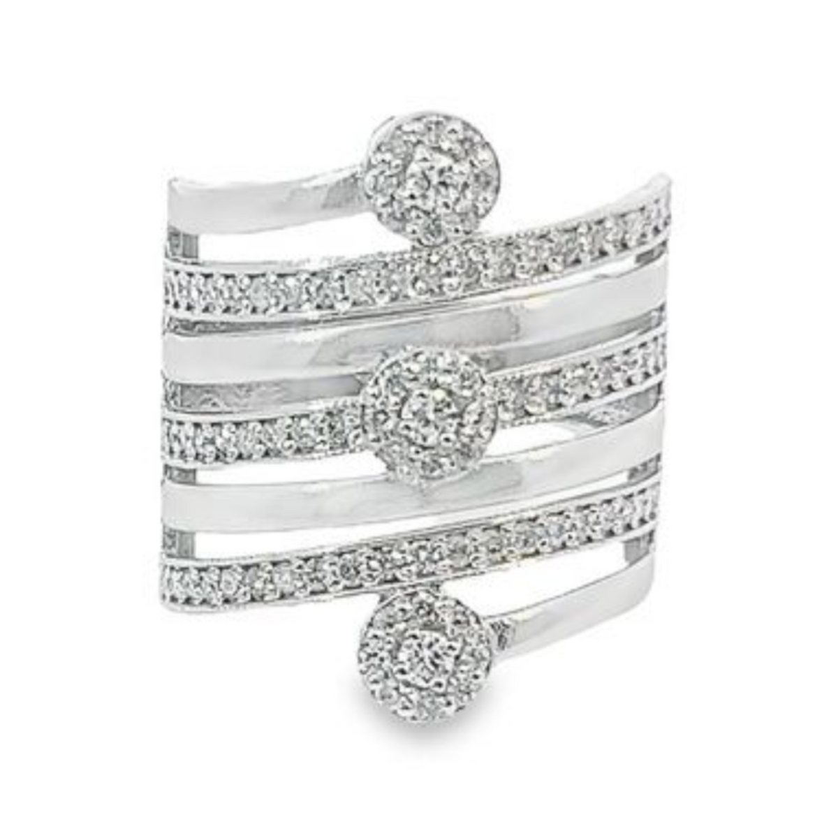 14k White Gold Diamond Round Cut Ring 1.10c