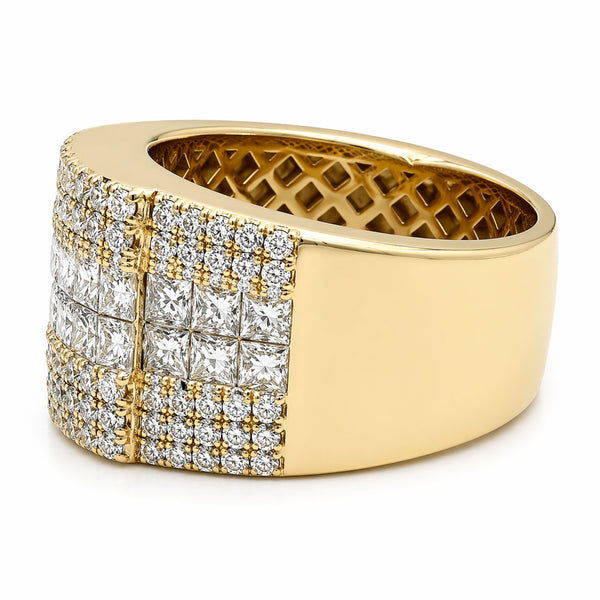 14K Yellow Gold Diamond Princess & Round-Cut Multi-Layer Wedding Band (4.45 ct T.W.) - LA DIAMOND