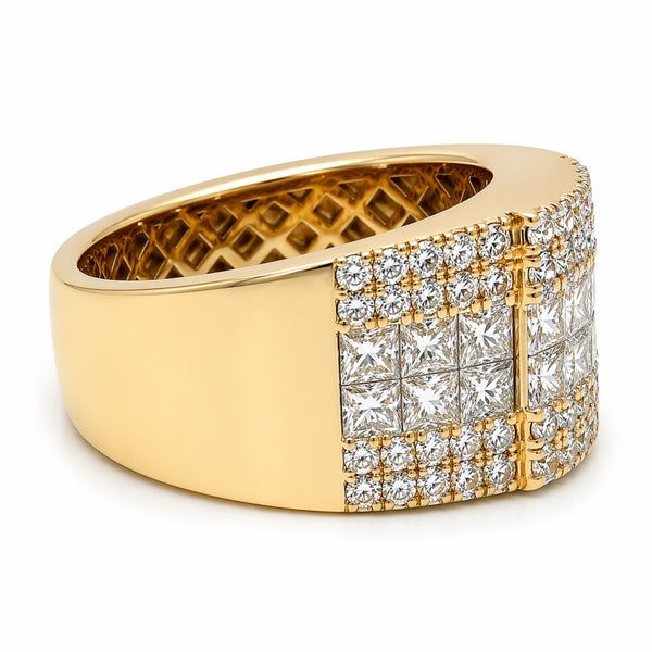 14K Yellow Gold Diamond Princess & Round-Cut Multi-Layer Wedding Band (4.45 ct T.W.) - LA DIAMOND