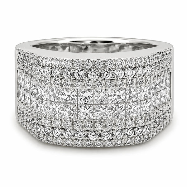 14K Yellow Gold Diamond Princess & Round-Cut Multi-Layer Wedding Band (4.45 ct T.W.) - LA DIAMOND