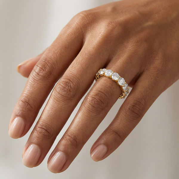 14K White Gold Round Diamond Eternity Band (4.60 ct) - LA DIAMOND