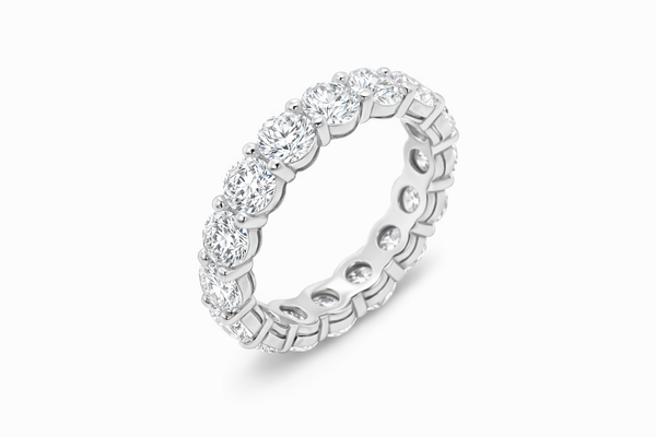 14K White Gold Round Diamond Eternity Band (4.60 ct) - LA DIAMOND