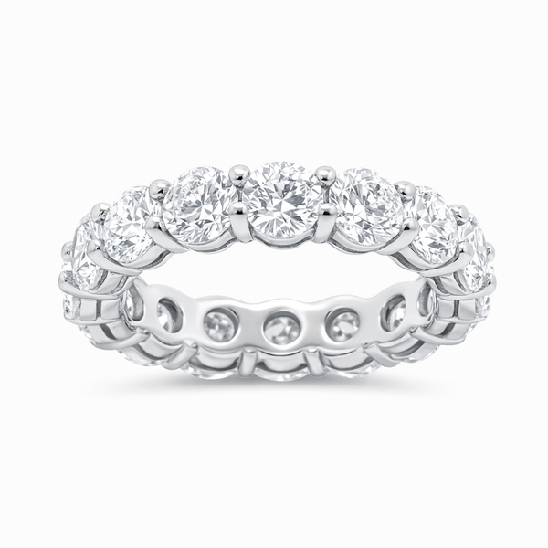 14K White Gold Round Diamond Eternity Band (4.60 ct) - LA DIAMOND