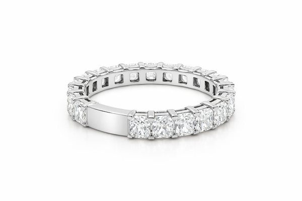 14K White Gold Cushion Cut Diamond Wedding Band (4.40 ct) - LA DIAMOND