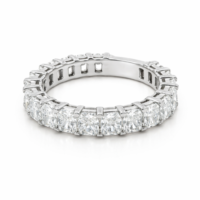14K White Gold Cushion Cut Diamond Wedding Band (4.40 ct)