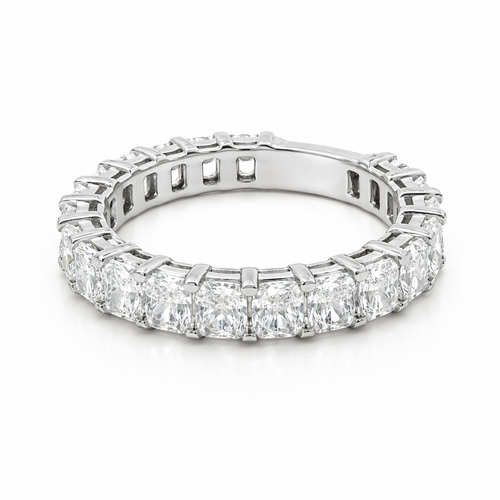 14K White Gold Cushion Cut Diamond Wedding Band (4.40 ct) - LA DIAMOND